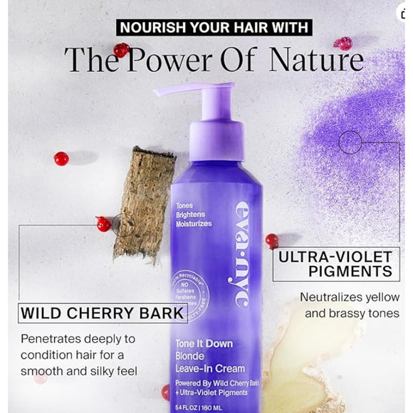 Eva NYC Tone It Down BLONDE Leave In Cream w/Wild Cherry Bark Neutralize 5.4 oz - Picture 3 of 7